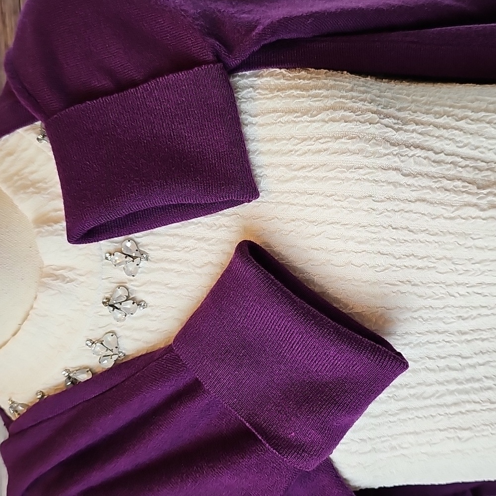 LOFT VIOLET PURPLE BOLERO STYLE OPEN FRONT LIGHTWEIGHT CARDIGAN SWEATER - Picture 10 of 14